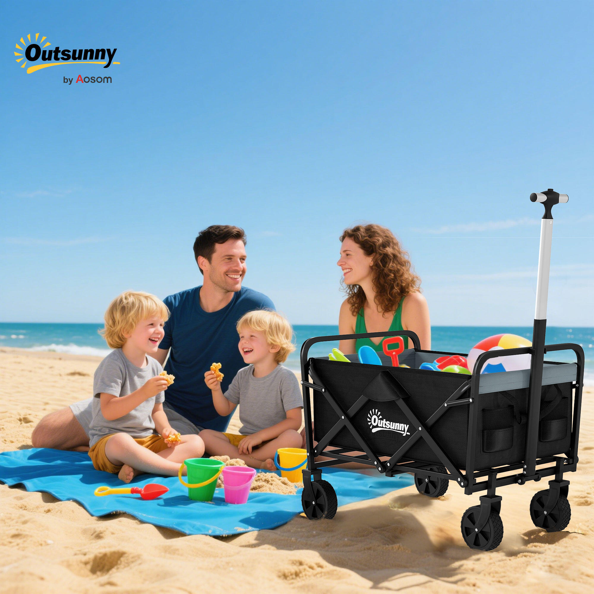 Carrinho de transporte preto Outsunny 2/7