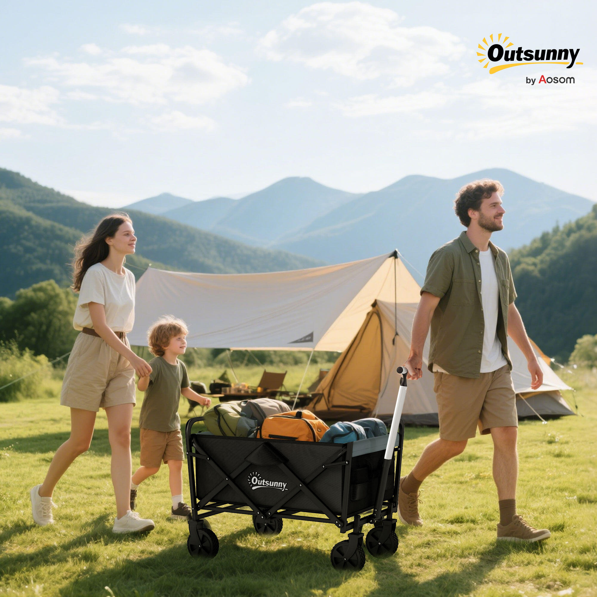 Carrinho de transporte preto Outsunny 4/7