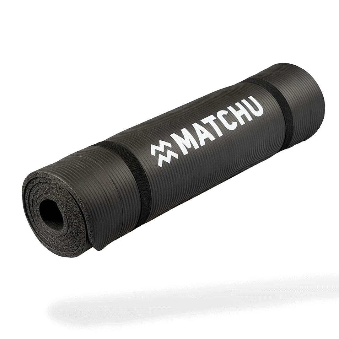 MATCHU SPORTS Tapete de Ginástica 9mm | Yoga, Pilates e Fitness | Antiderrapante | Preto