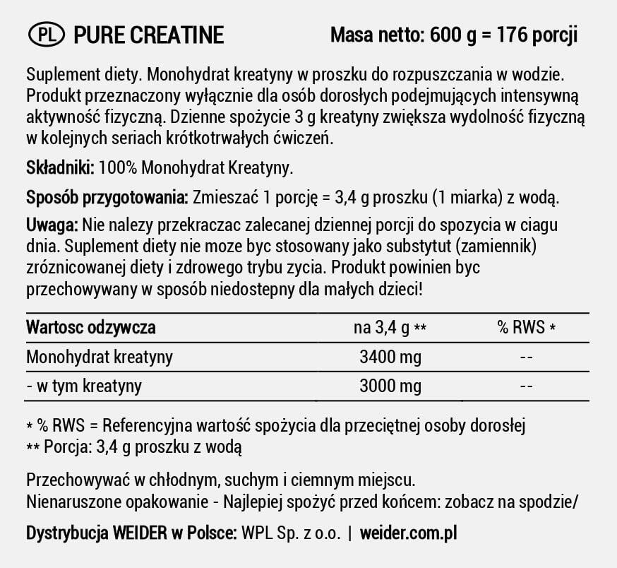 Weider Pure Creatine (250g) Unflavoured - Creatine - Creapure 6/7