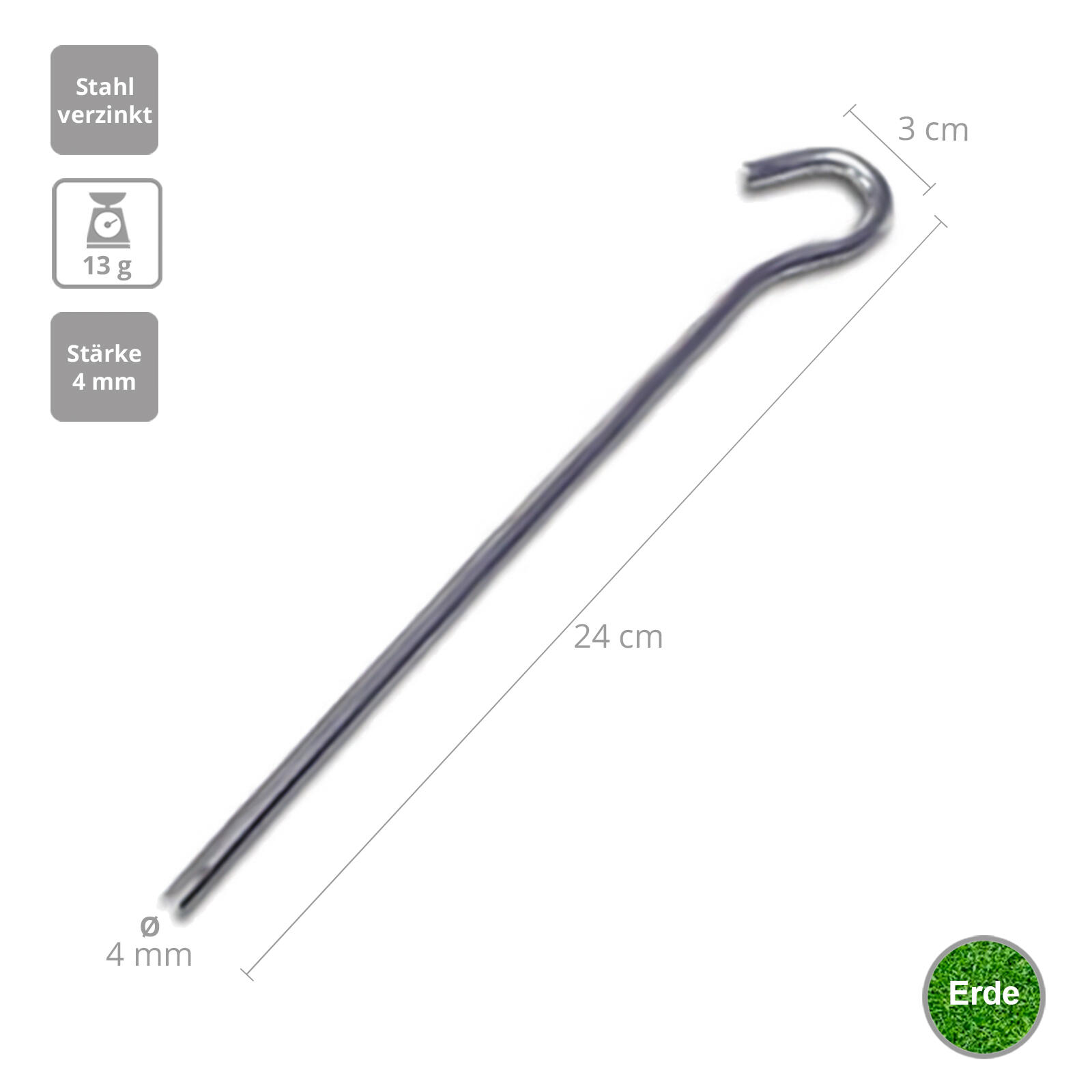 10 x haringen 20 cm rotsnagel tentharing grondnagel 4 mm stalen nagels 2/4