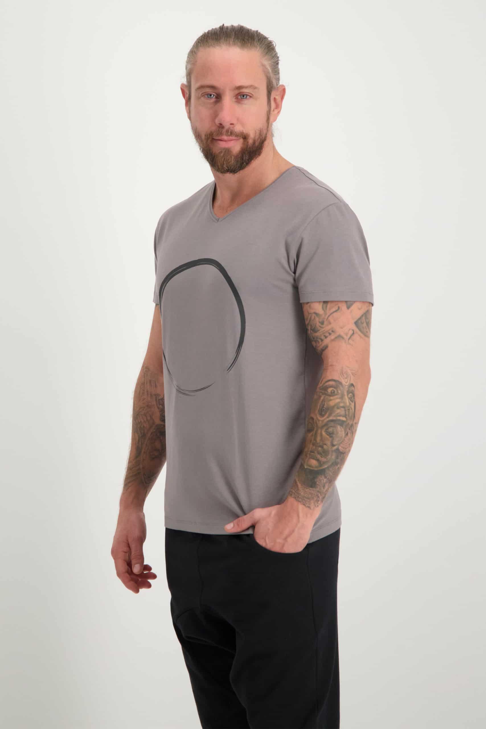 T-shirt Moksha Zen - Col en V à la hanche, doux et confortable - Gris 1/5