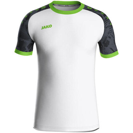 Jako Iconic Maillot Manches Courtes Enfants - Blanc / Noir / Vert Fluo