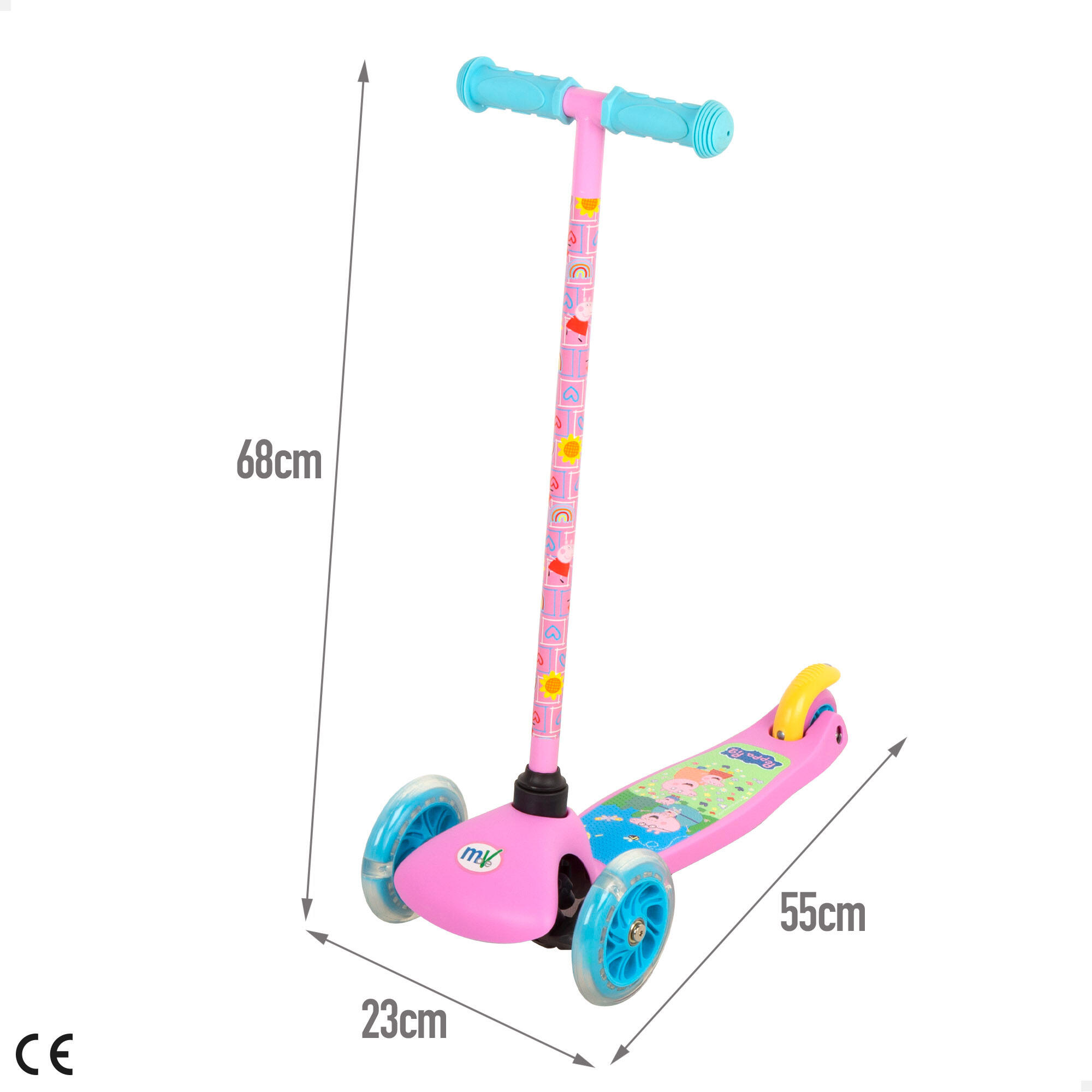 Patinete Peppa Pig 55x23x68 cm 3 rodas máx. 20 kg com luzes e freios 4/7