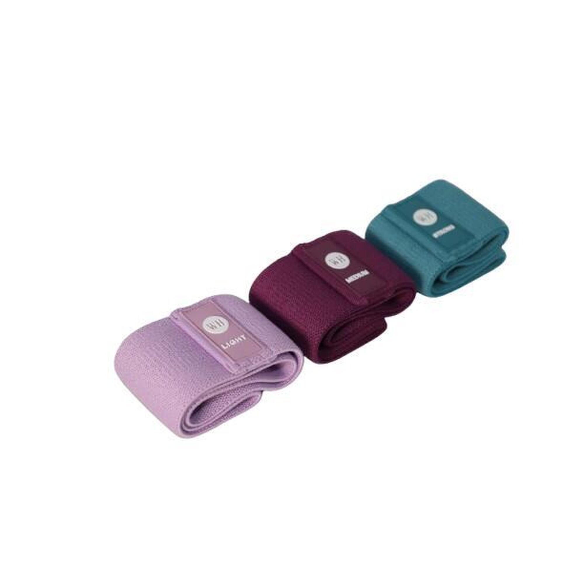 Set de 3 benzi elastice pentru fitness, turcoaz, magenta, roz, Lukadora