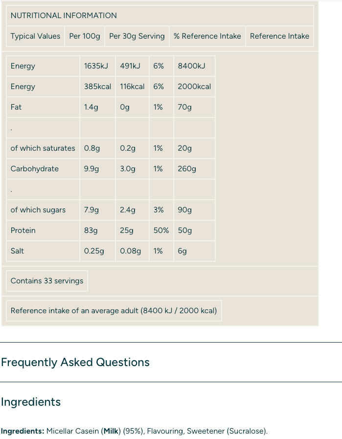 Caséine - Micellar Casein - Vanille 1000g 3/4