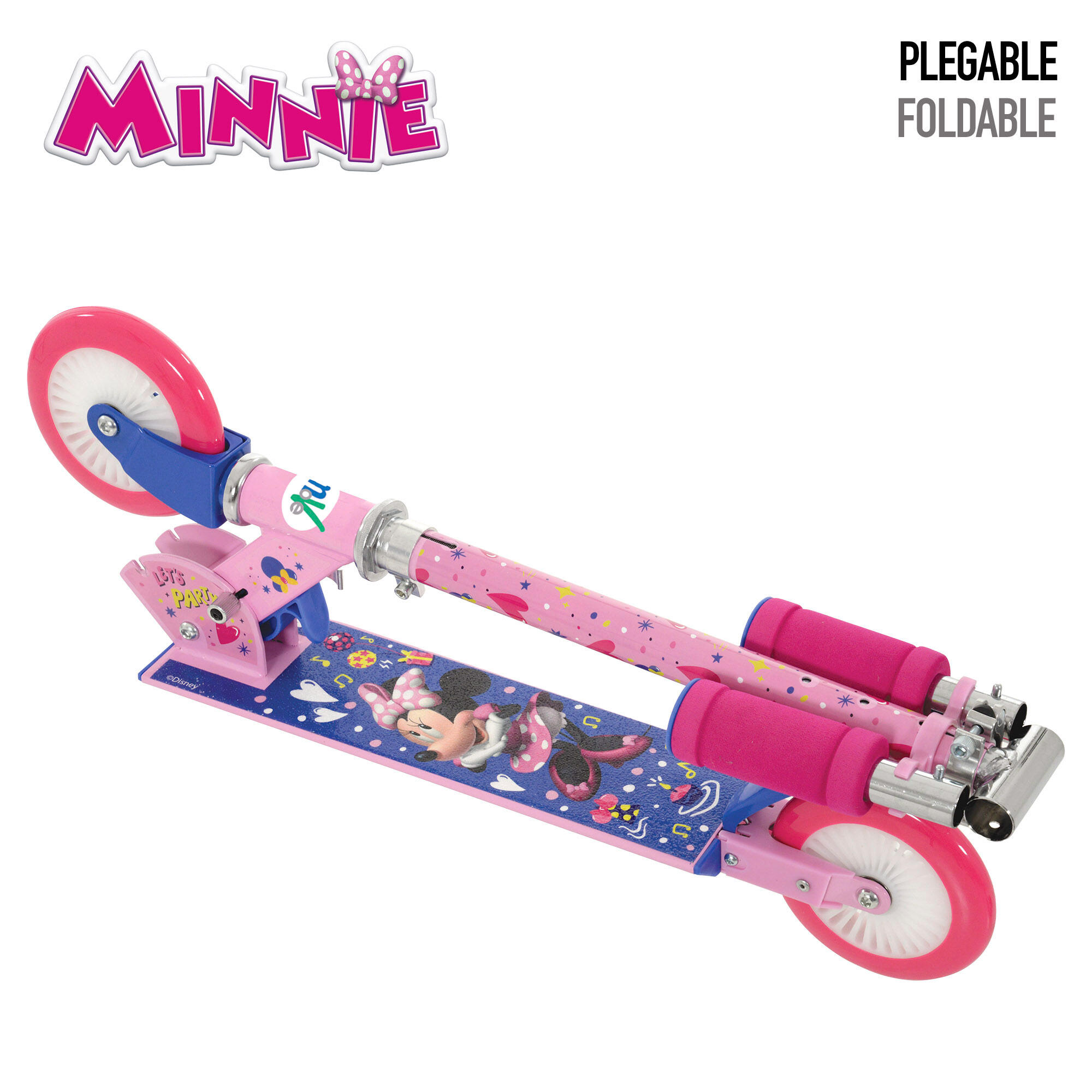 Scooter dobrável Minnie Mouse de 2 rodas 65x30x75-82 cm máx. 50 kg com freio 2/7