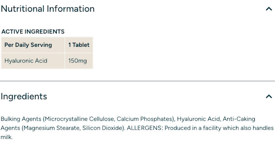 Acide hyaluronique - Hyaluronic Acid - 30 Comprimés 3/3