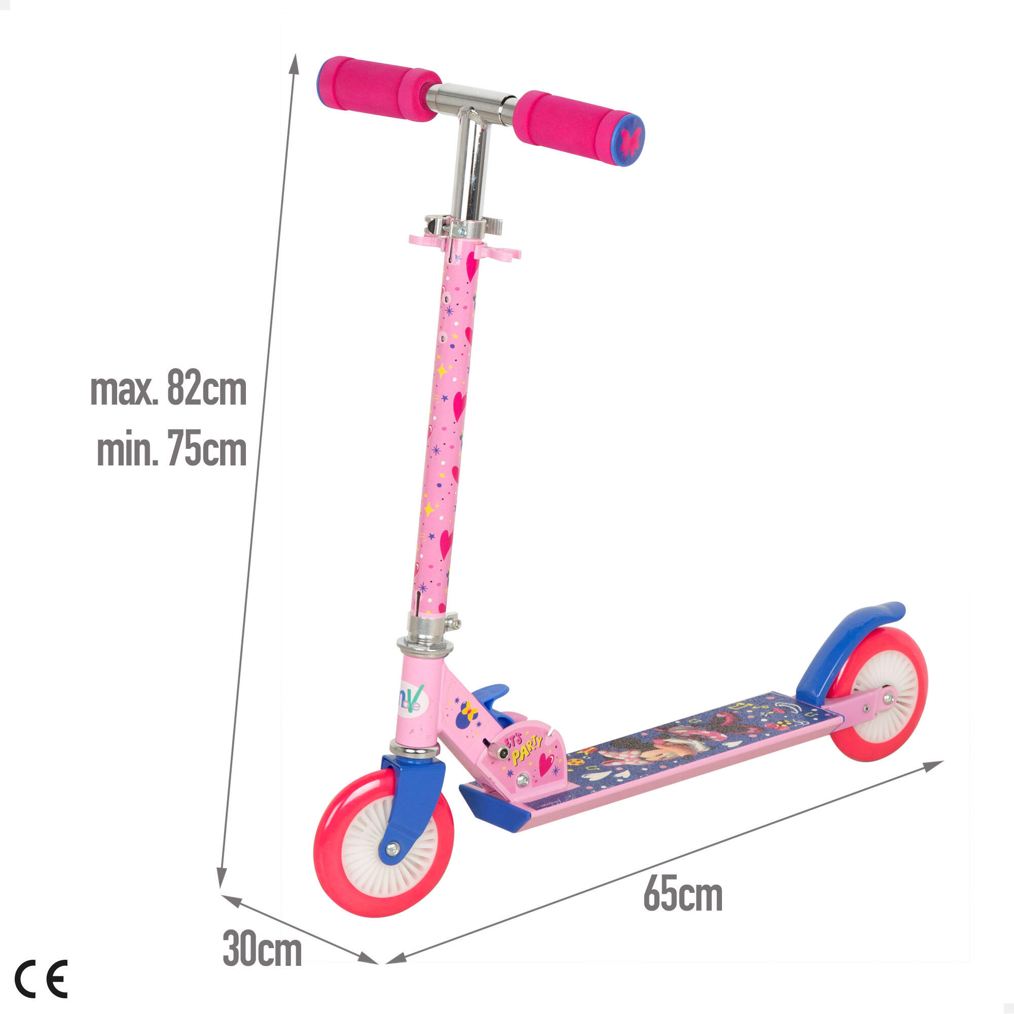 Scooter dobrável Minnie Mouse de 2 rodas 65x30x75-82 cm máx. 50 kg com freio 4/7
