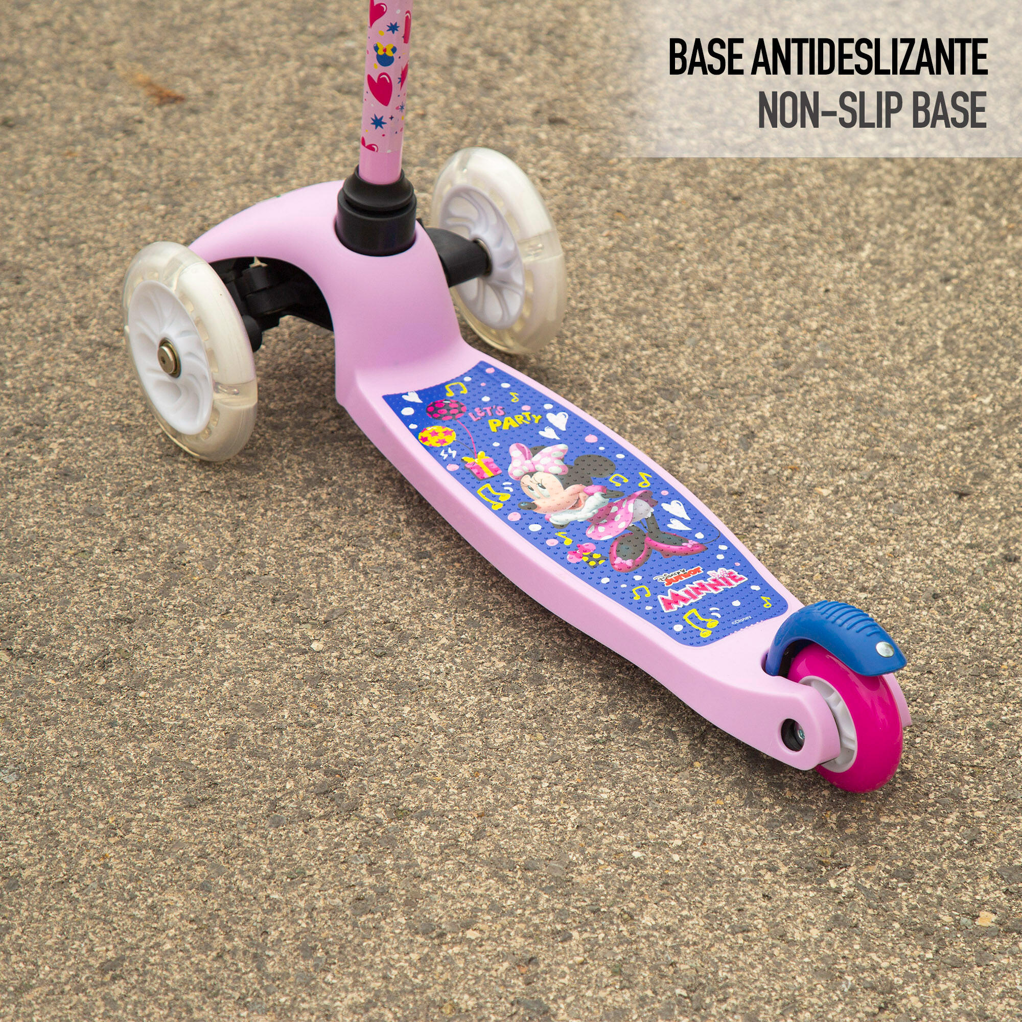 Scooter de 3 rodas Minnie Mouse, 55x23x68 cm, máx. 20 kg, com luzes e freios 6/7