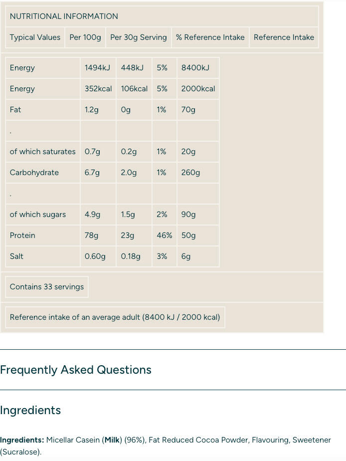 Micellar Casein 1kg MyProtein 3/4