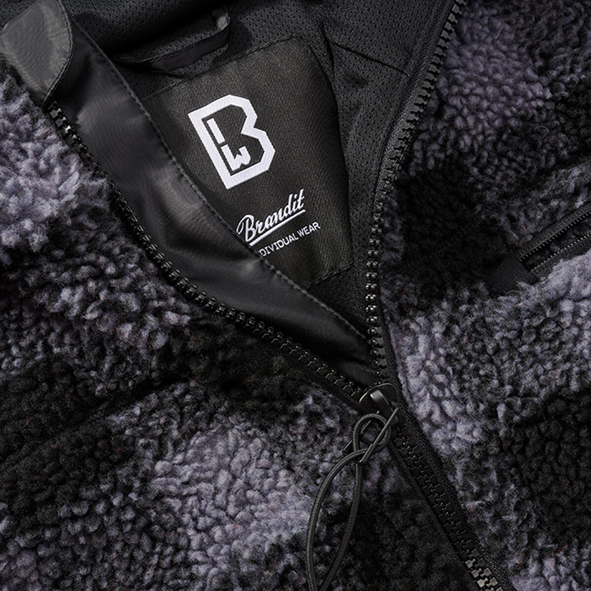 Brandit Teddyfleece Worker Jacket Black/Grey 3/5