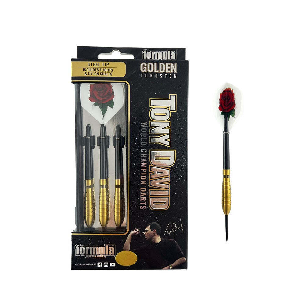 Formula Sports Tony David 90% Golden Tungsten Darts w/ Case (12pc)