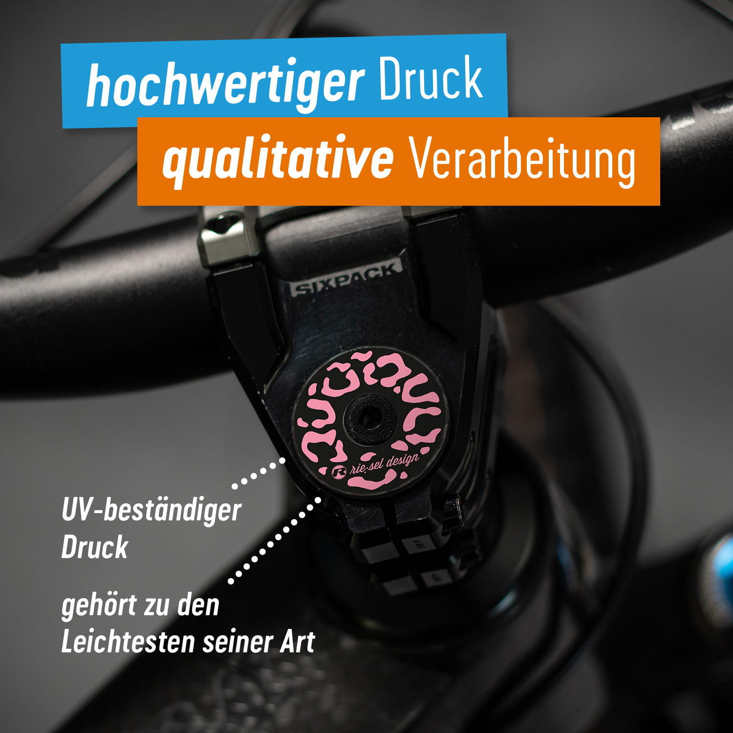 Carbon stemcap 1 1/8" Vorbaukappe mit Motiv inkl. Schraube MTB Fahrrad Ahead 2/7