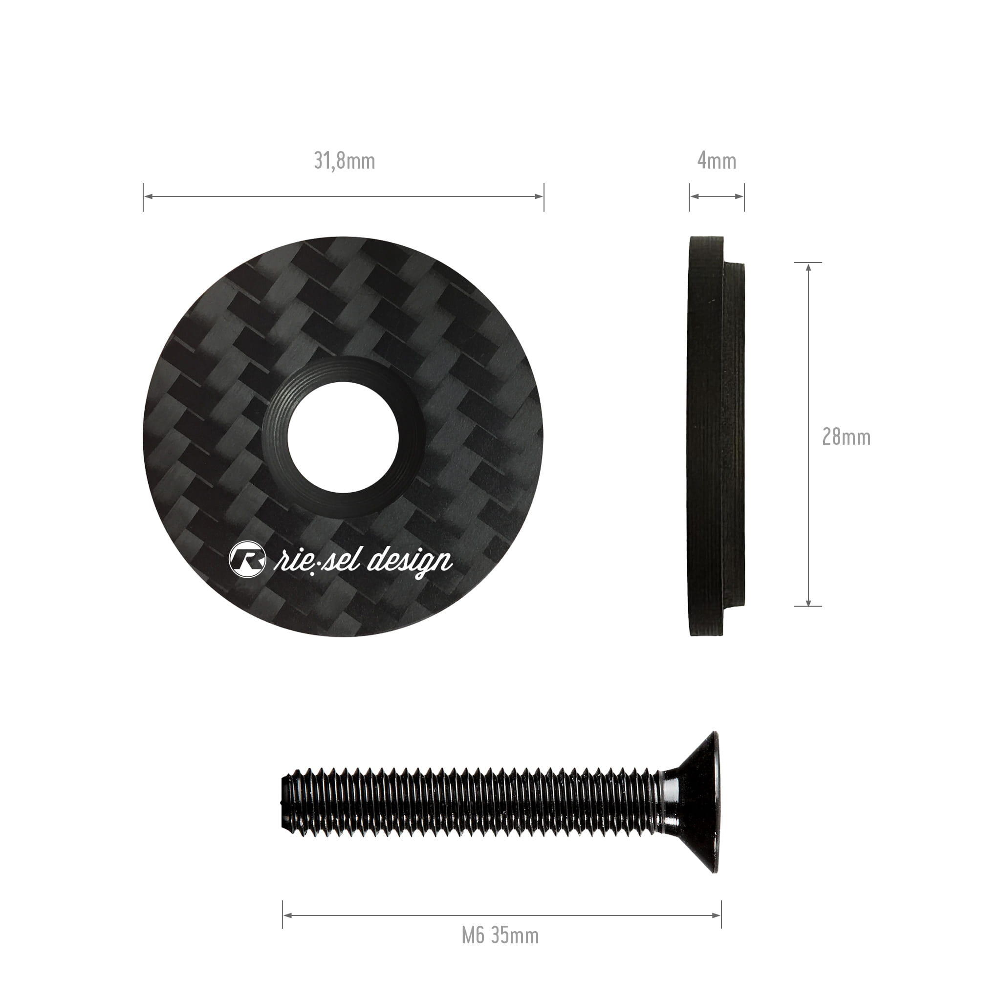 Carbon stemcap 1 1/8" Vorbaukappe mit Motiv inkl. Schraube MTB Fahrrad Ahead 5/7