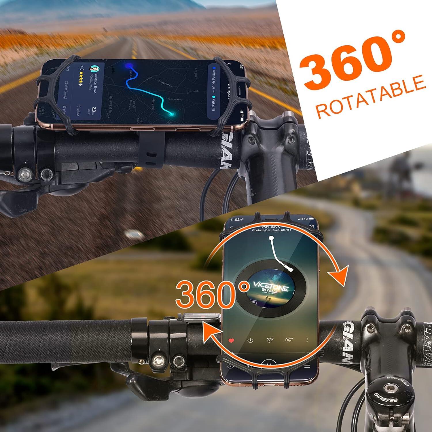 ROCKBROS Support Téléphone Vélo Rotatif 360° Silicone 4-6,8" Noir Bleu 3/6