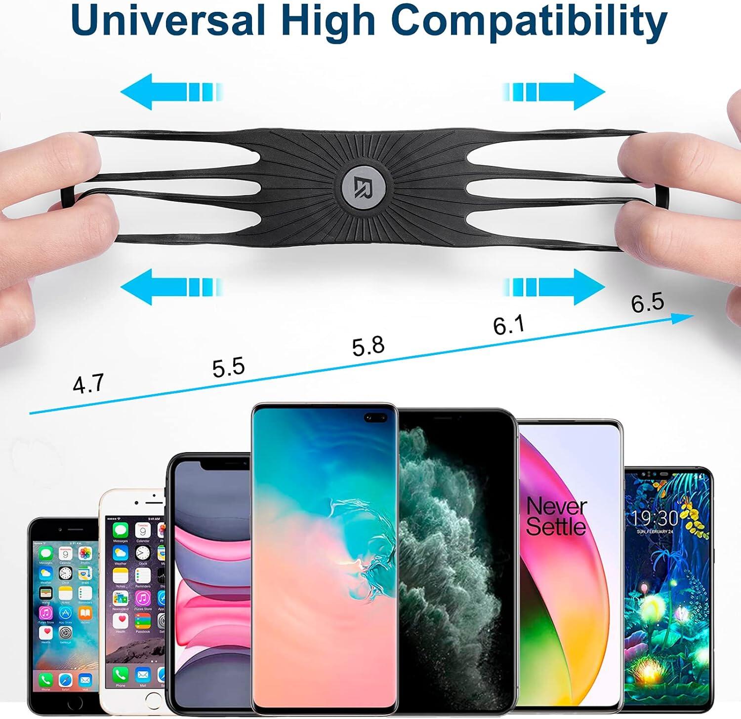 ROCKBROS Support Téléphone Vélo Rotatif 360° Silicone 4-6,8" Noir Bleu 2/6