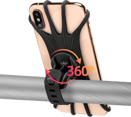 ROCKBROS Support Téléphone Vélo Rotatif 360° Silicone 4-6,8" Noir Bleu