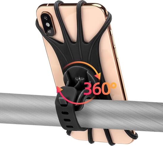 ROCKBROS Support Téléphone Vélo Rotatif 360° Silicone 4-6,8" Noir Bleu