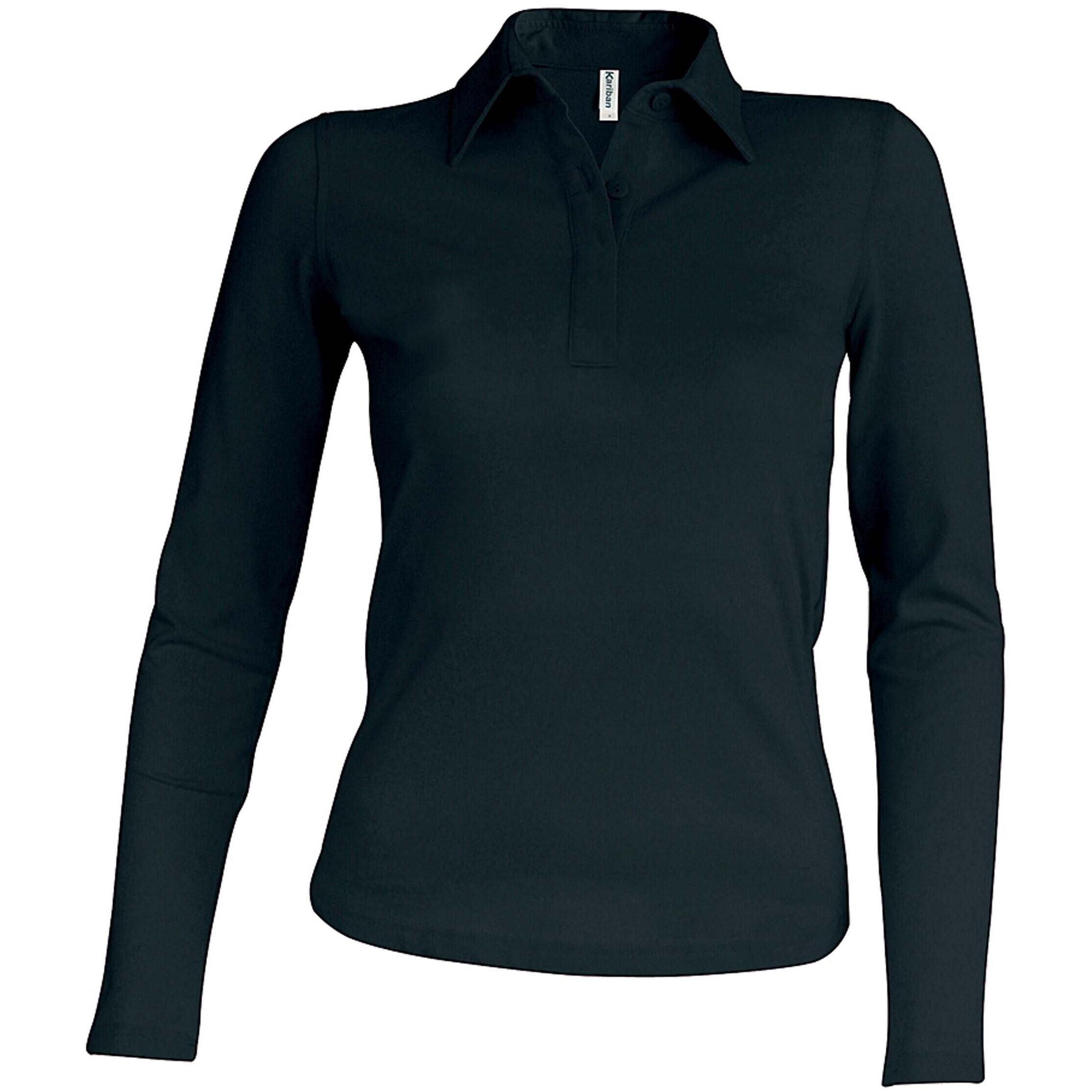 Kariban - Polo Femme Manches Longues Kariban - Polo Manches Longues - Noir - Decathlon
