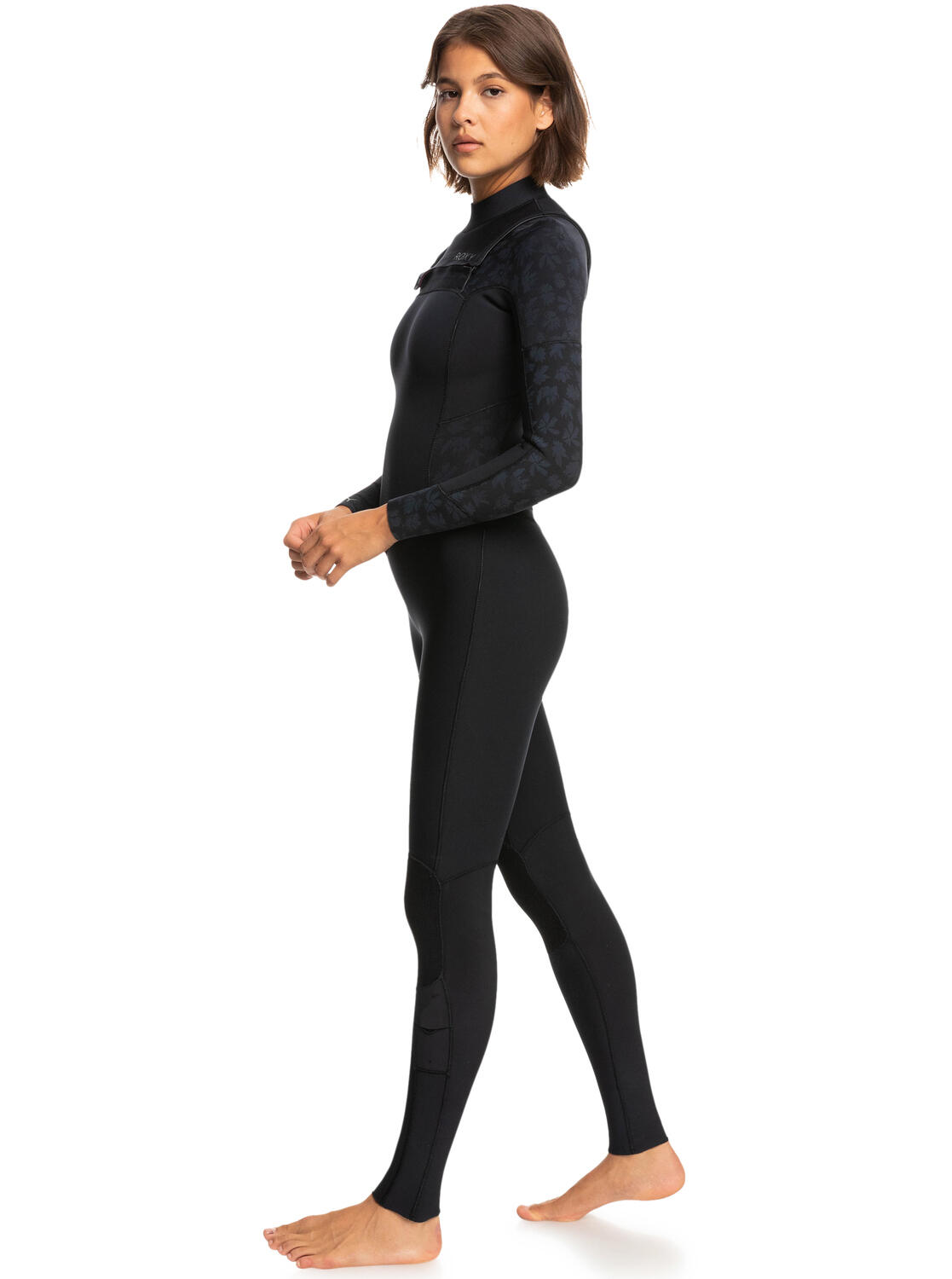 Chest-Zip-Neoprenanzug 3/2MM SWELL SERIES Schwarz Frauen 3/4