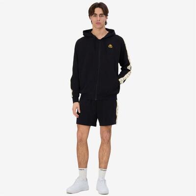 Felpa con zip da uomo in cotone nero da streetwear sportivo
