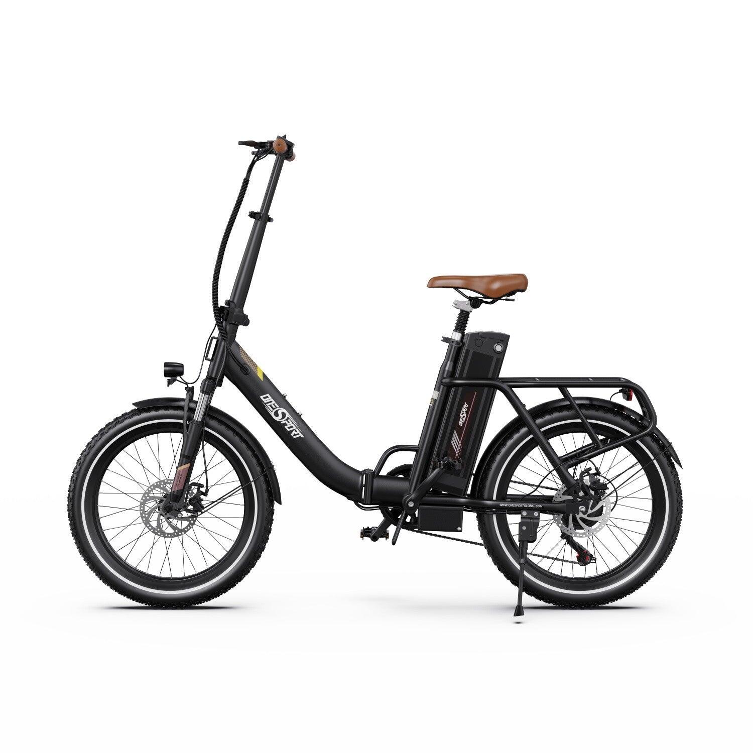 Bicicleta eléctrica onesport ot16-2 - quadro de ferro - castanho escuro