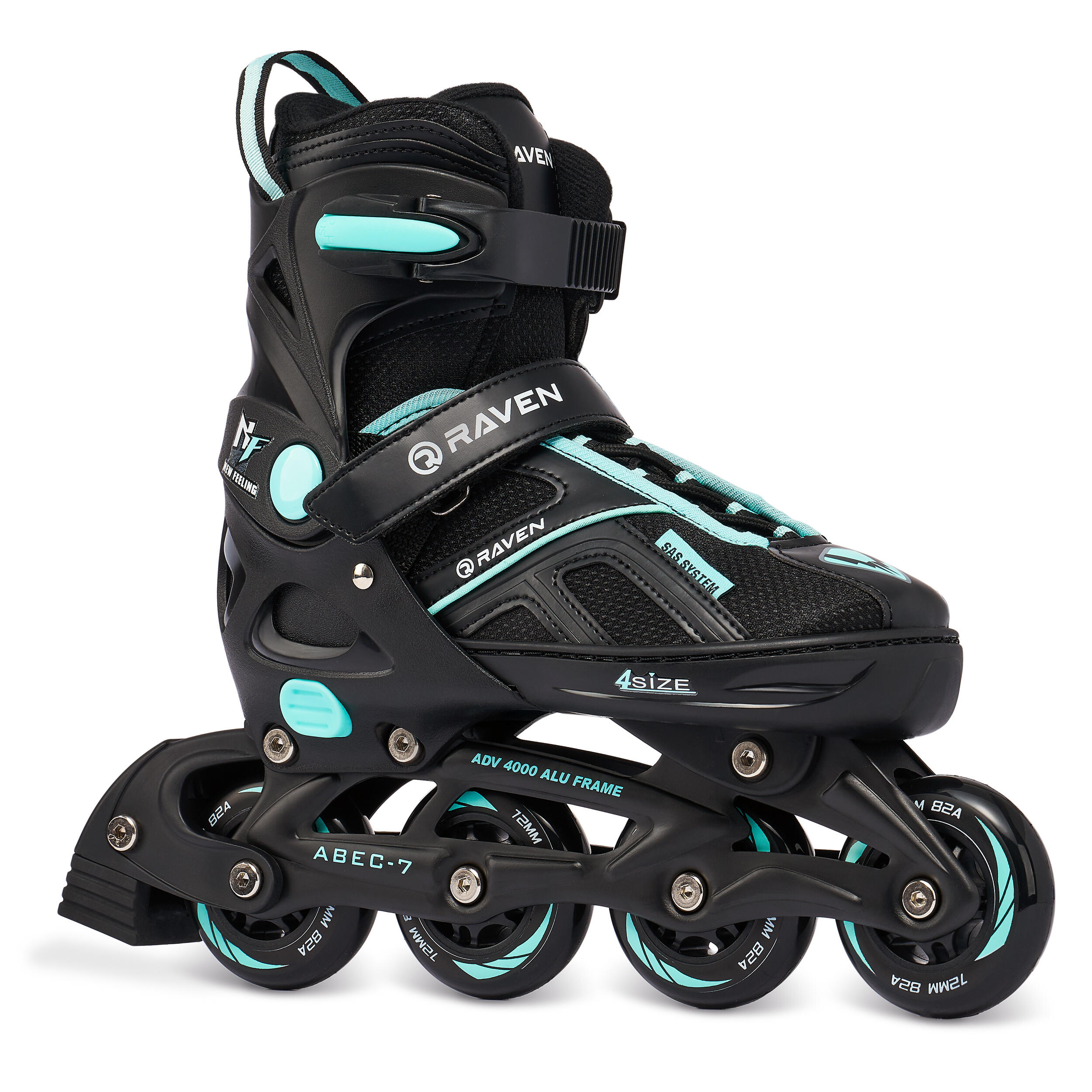 RAVEN Verstellbare Rollschuhes Pulse Schwarz/Cyan