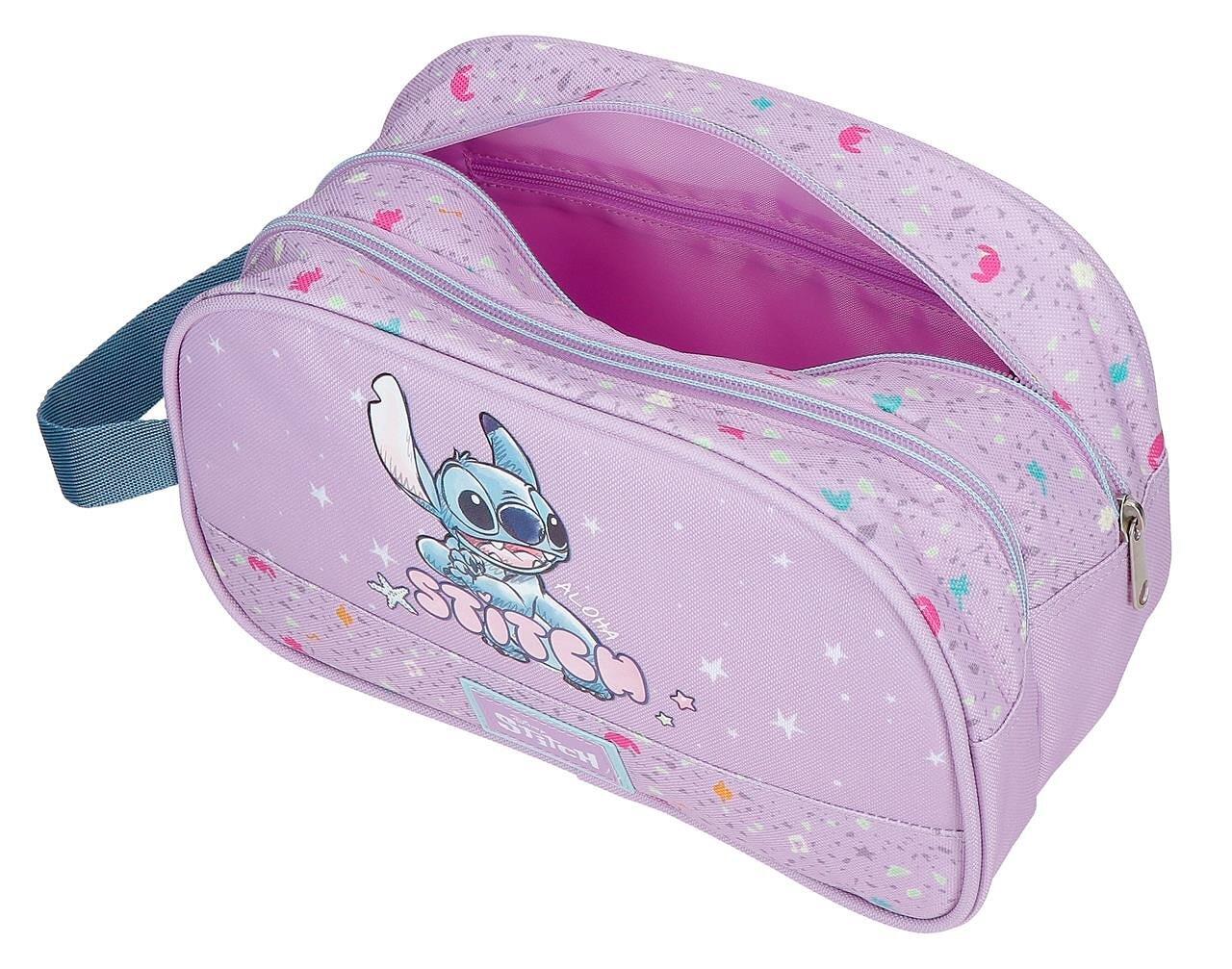 Neceser dos compartimentos niña Disney Lovely Stitch 16cm malva 3/5