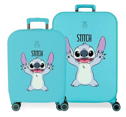 Valise cabine rigide ABS fille Disney Stitch Playful 44L corail