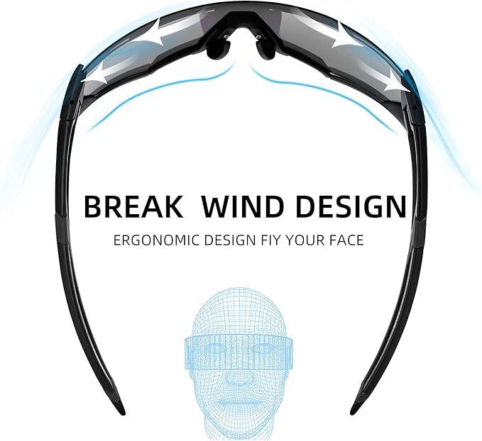 ROCKBROS Lunettes Photochromiques UV400 Vélo Unisexe Sport Noir 2/7