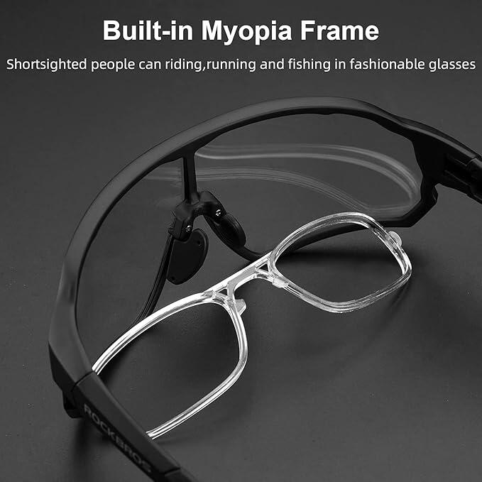ROCKBROS Lunettes Photochromiques UV400 Vélo Unisexe Sport Noir 5/7