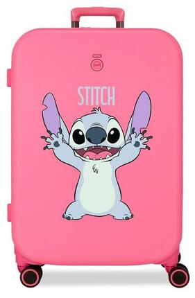 Valise cabine rigide ABS fille Disney Stitch Playful 44L corail