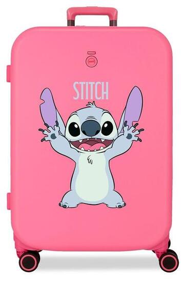 Valise rigide moyenne ABS fille Disney Stitch Playful 94,08L fuchsia