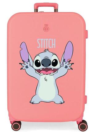 Valise cabine rigide ABS fille Disney Stitch Playful 44L corail