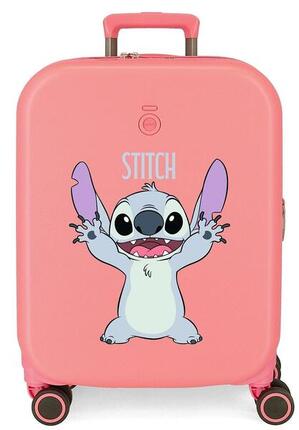 Valise cabine rigide ABS fille Disney Stitch Playful 44L corail