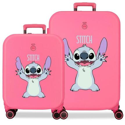 Valise cabine rigide ABS fille Disney Stitch Playful 44L corail