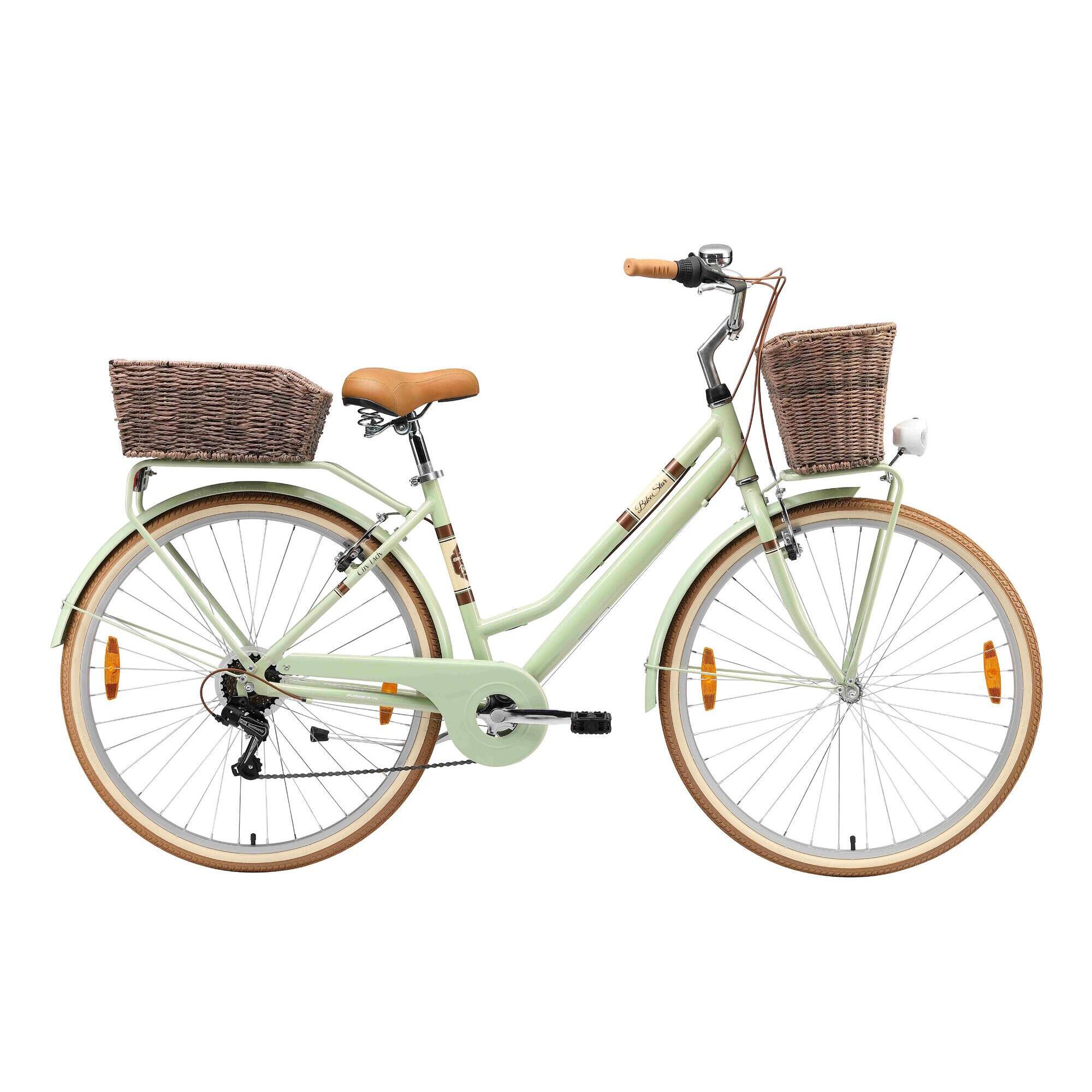 Bikestar - Vélo De Ville, Vtc En Aluminium 28", 7 Vitesses, Rétro Urbain - Vélo Ville - Vert - Taille Unique - Decathlon