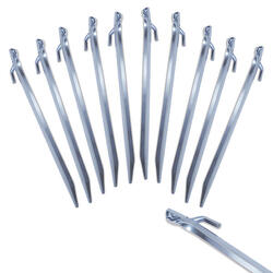 10 piquets Tyrol 30 cm avec crochet de serrage tente clou rocher piquet acier
