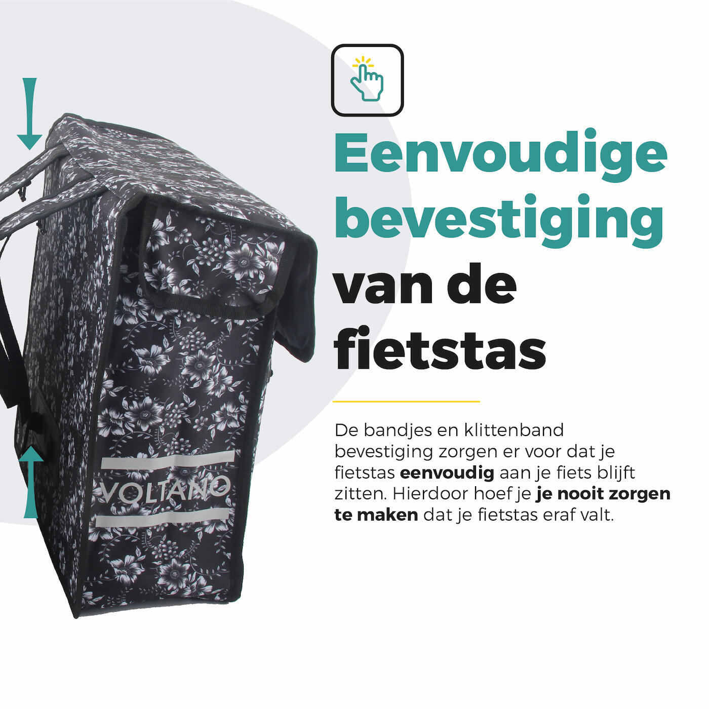 Voltano Dubbele Fietstas Floral Elegance - 38 Liter - Waterdicht Polyester 6/7