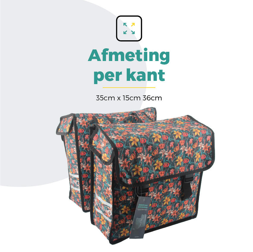 Voltano Dubbele Fietstas Floral Fiesta - 38 Liter - Waterdicht Polyester 6/7