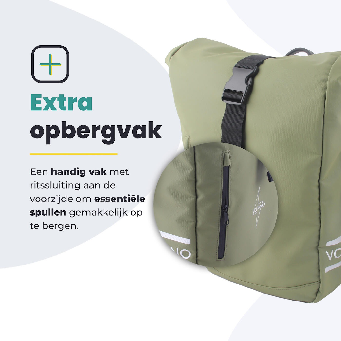 Voltano Journey Luxe Fietstas 28L - Olijf Groen - Enkele Pakaftas - Laptopvak 6/7