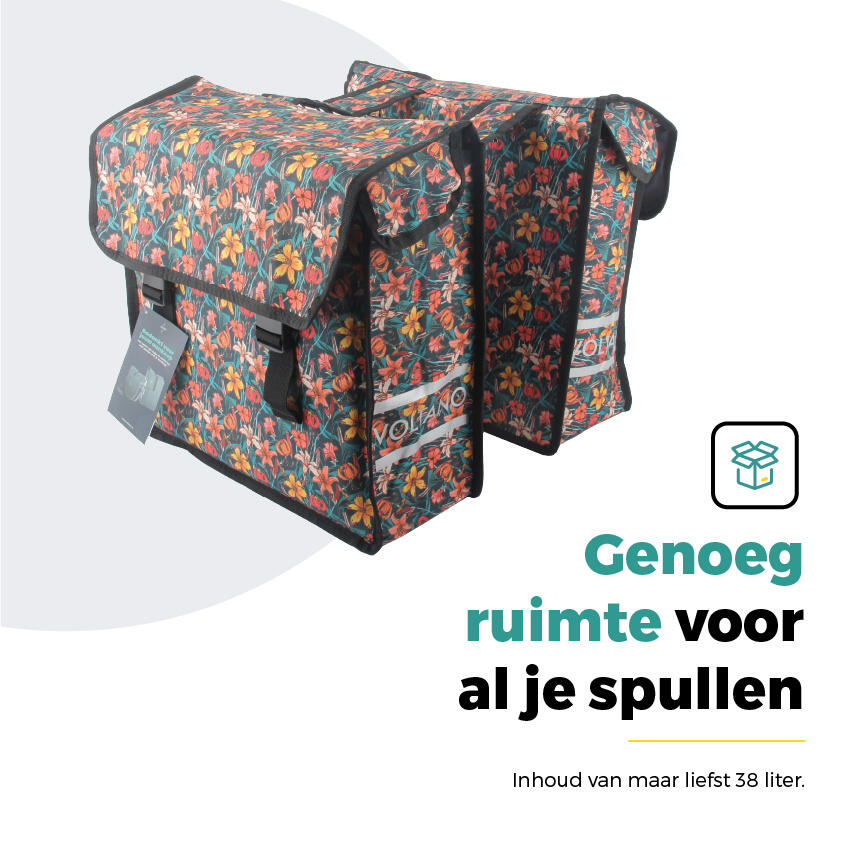 Voltano Dubbele Fietstas Floral Fiesta - 38 Liter - Waterdicht Polyester 7/7