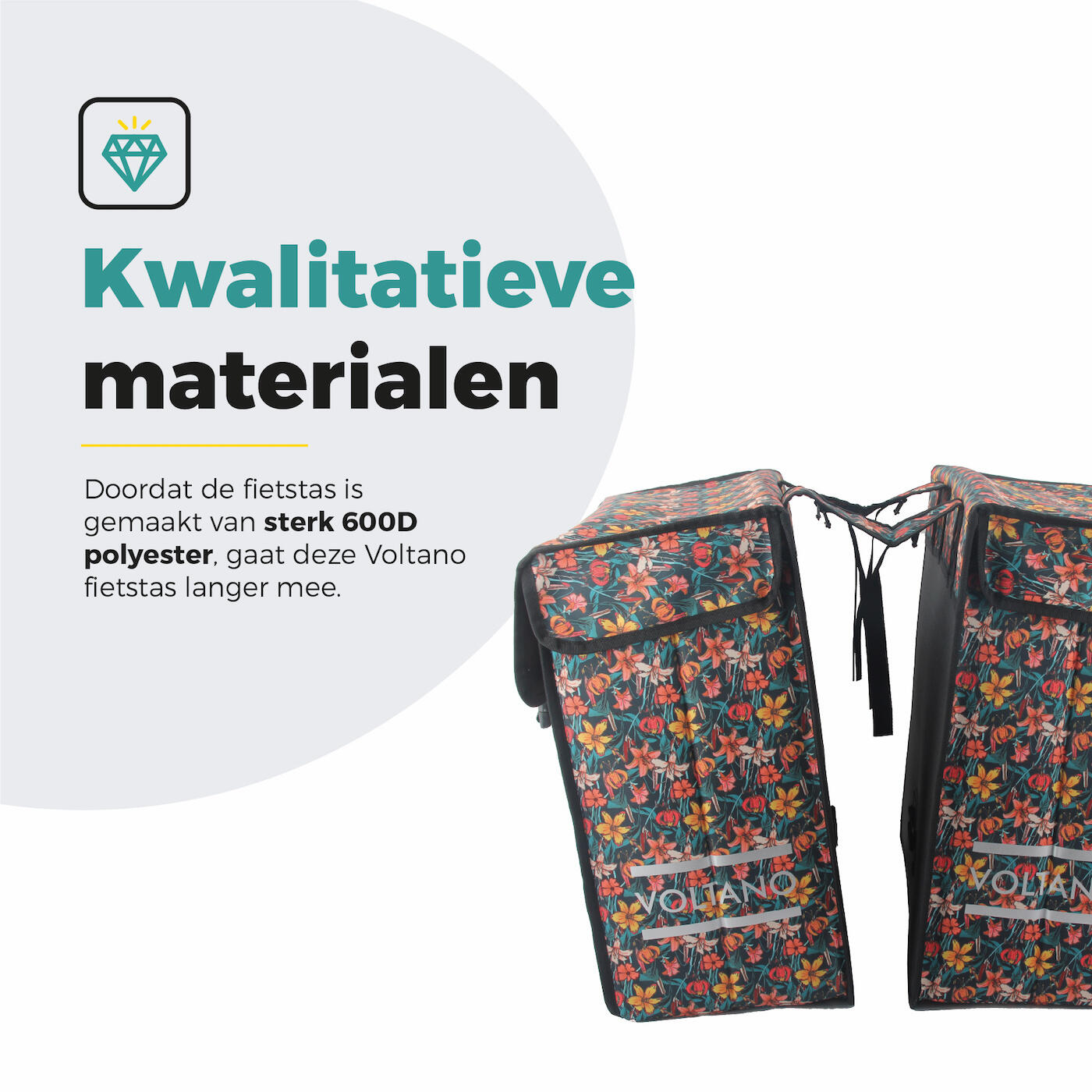 Voltano Dubbele Fietstas XXL - Floral Fiesta - 60 Liter 7/7