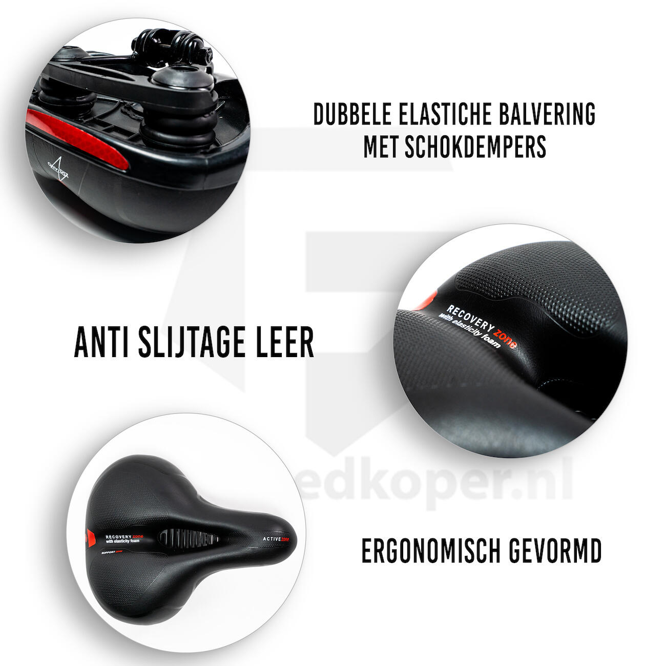 Voltano Fietszadel Met Gelpads - Zwart/Rood - Unisex -   Zadelstrop 7/7