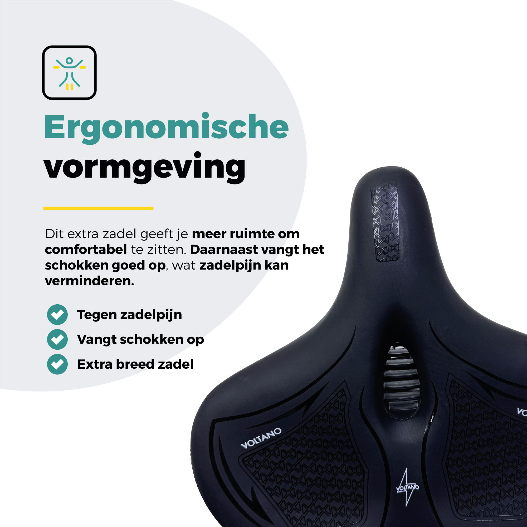 Voltano XXXL Fietszadel Cross - Zwart - Uitsparing 6/7