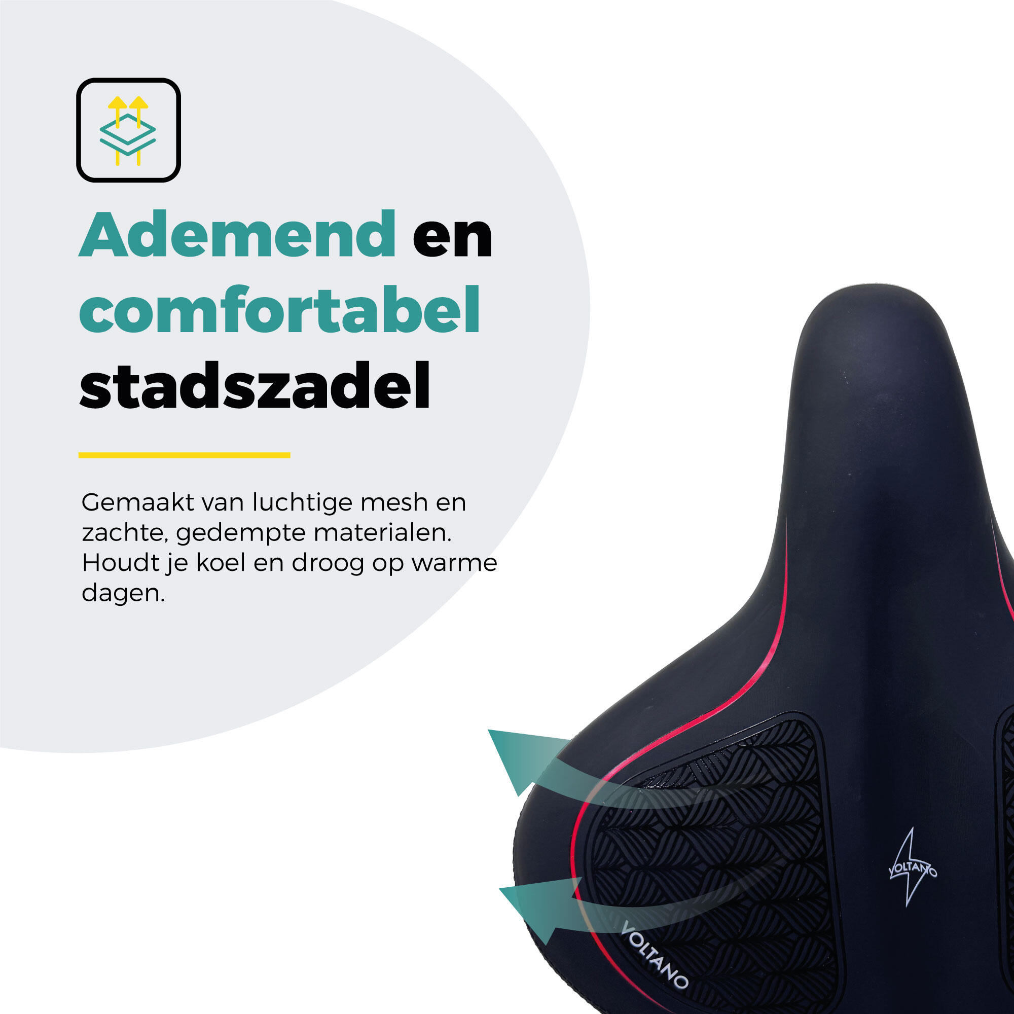Voltano XXXL Fietszadel Stripes - Zwart / Rood 6/7
