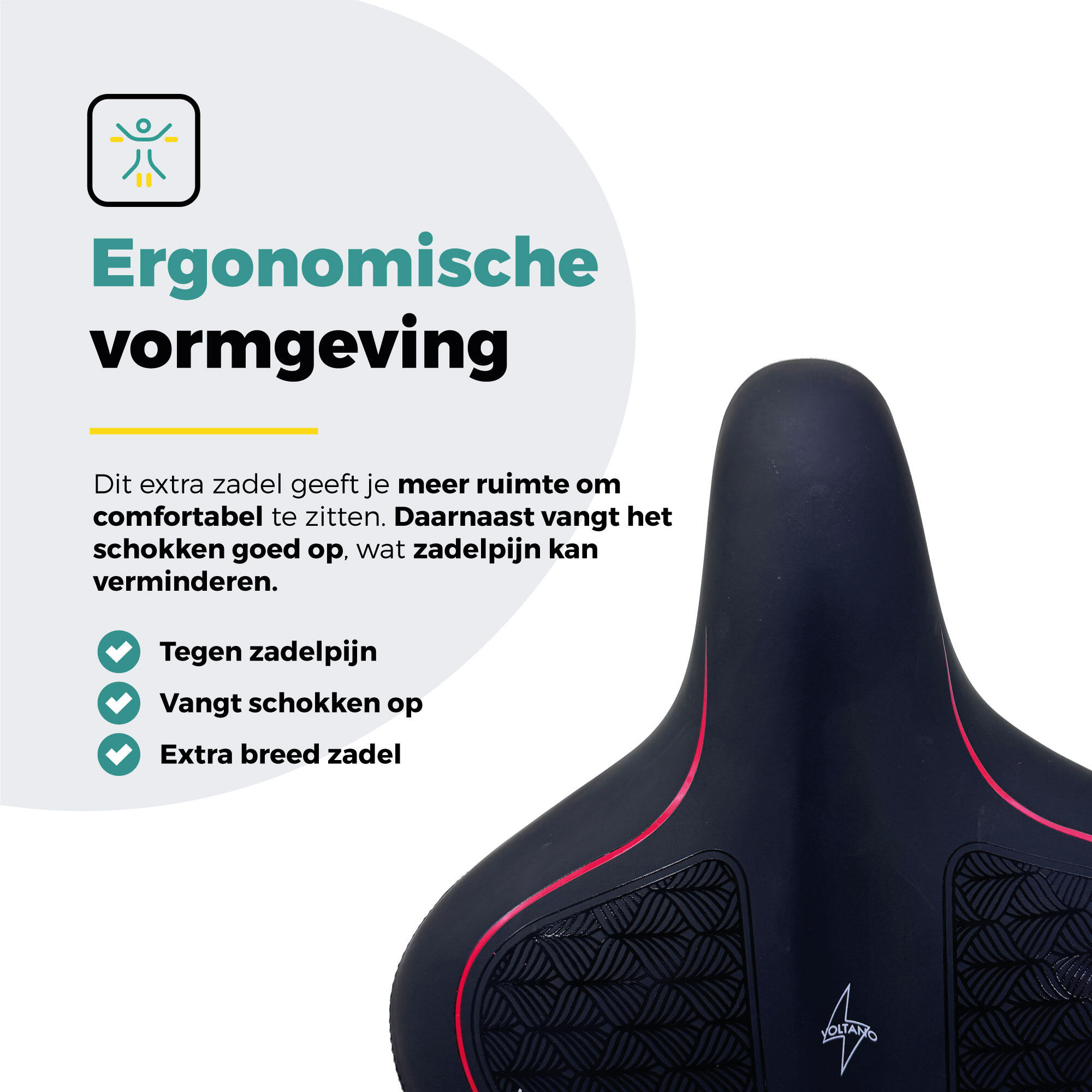 Voltano XXXL Fietszadel Stripes - Zwart / Rood 7/7