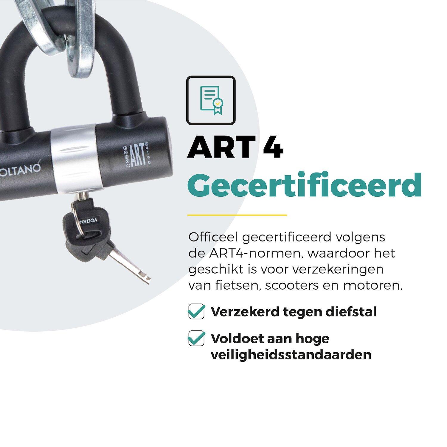 Voltano ART4 Kettingslot Motor Met U-Lock - Zwart - 130 CM -  ART 4 Slot 6/7