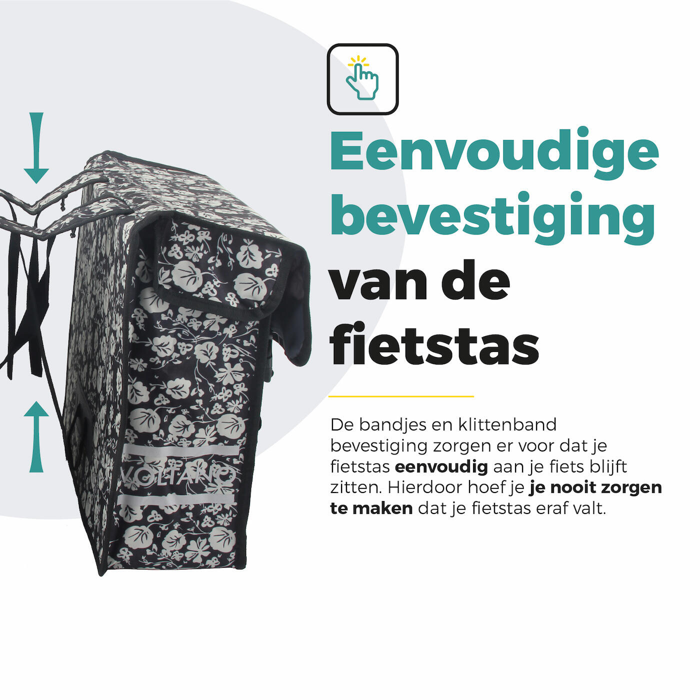 Voltano Dubbele Fietstas Midnight Blossom - 38 Liter - Waterdicht Polyester 6/7